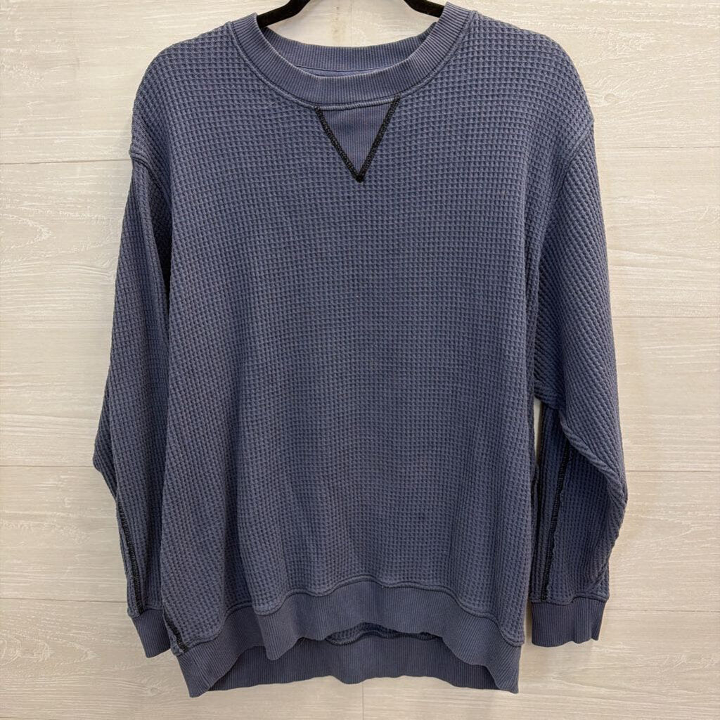 Aerie Blue Textured Long Sleeve Top Small