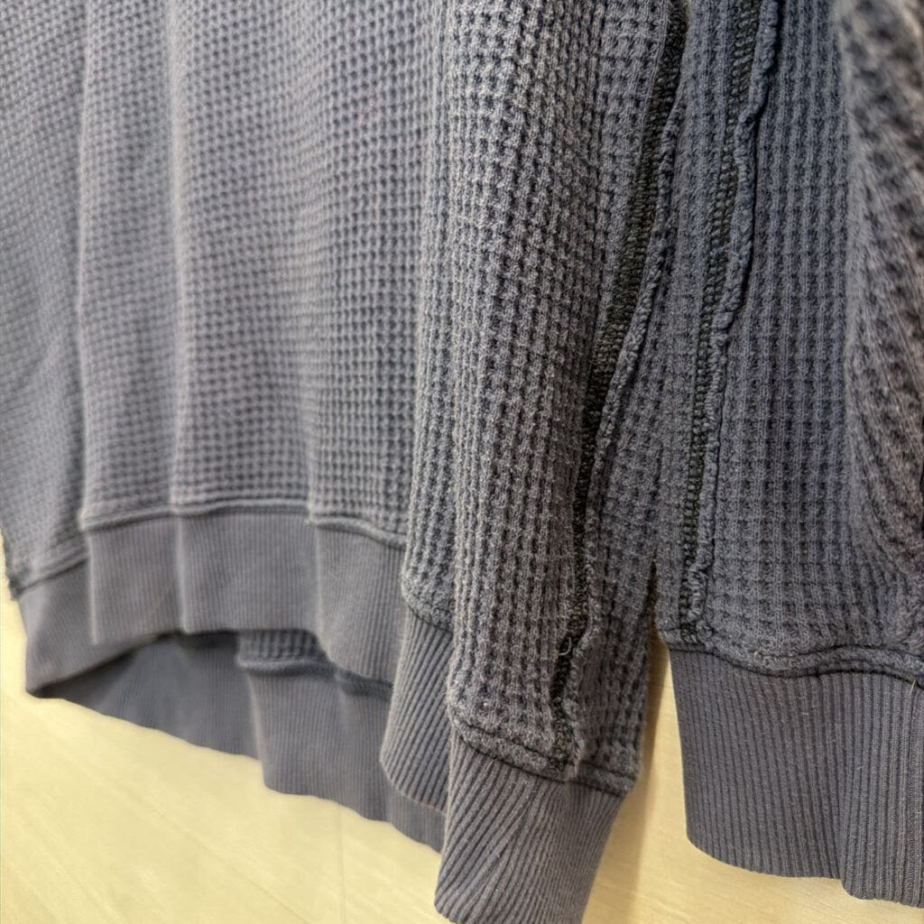 Aerie Blue Textured Long Sleeve Top Small