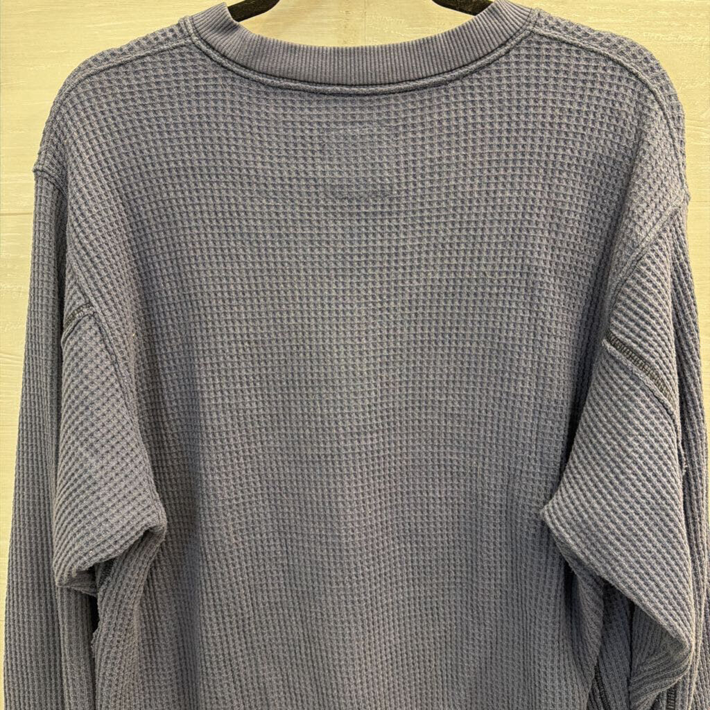 Aerie Blue Textured Long Sleeve Top Small