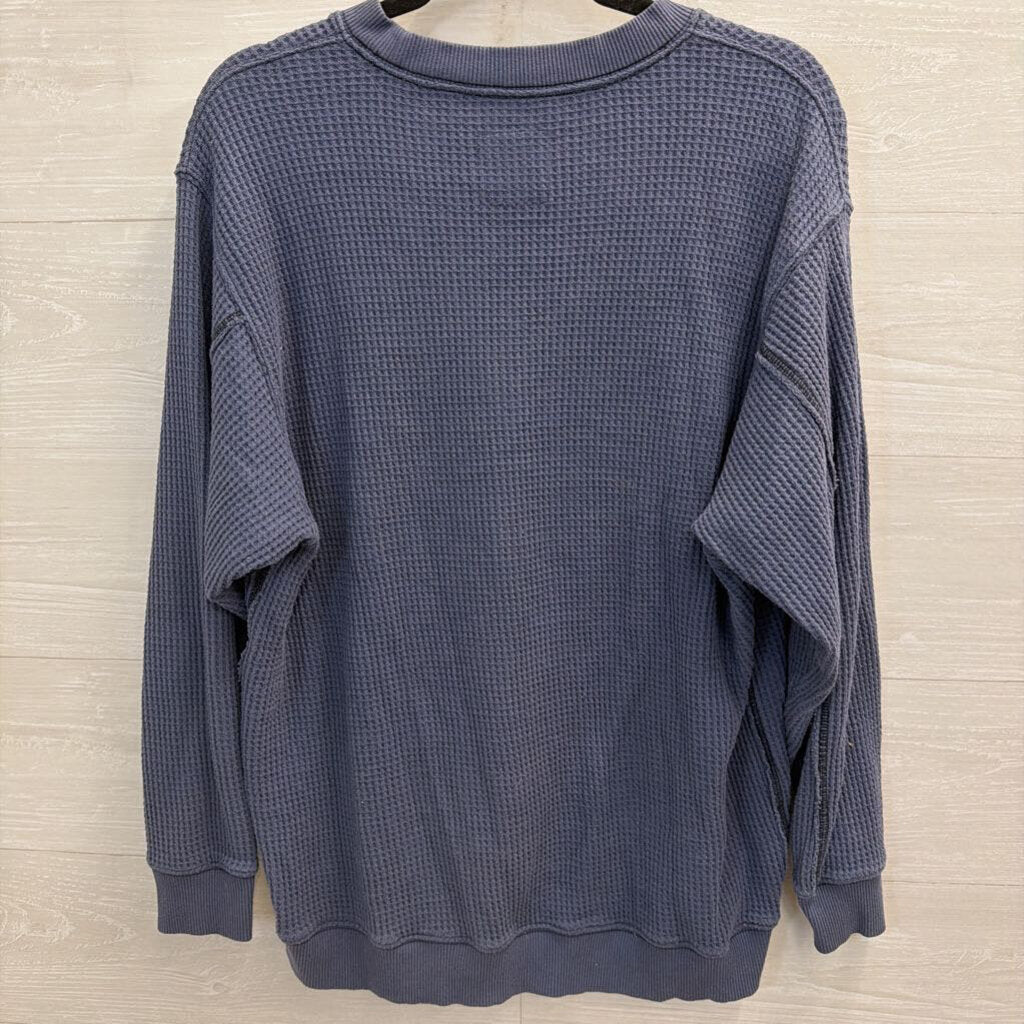 Aerie Blue Textured Long Sleeve Top Small