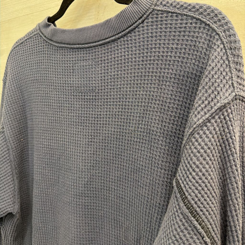 Aerie Blue Textured Long Sleeve Top Small