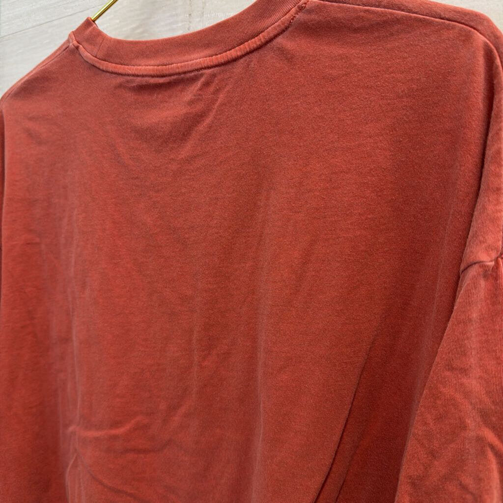 American Eagle Orange Skeleton Cropped Short Sleeve Graphic Tee Medium