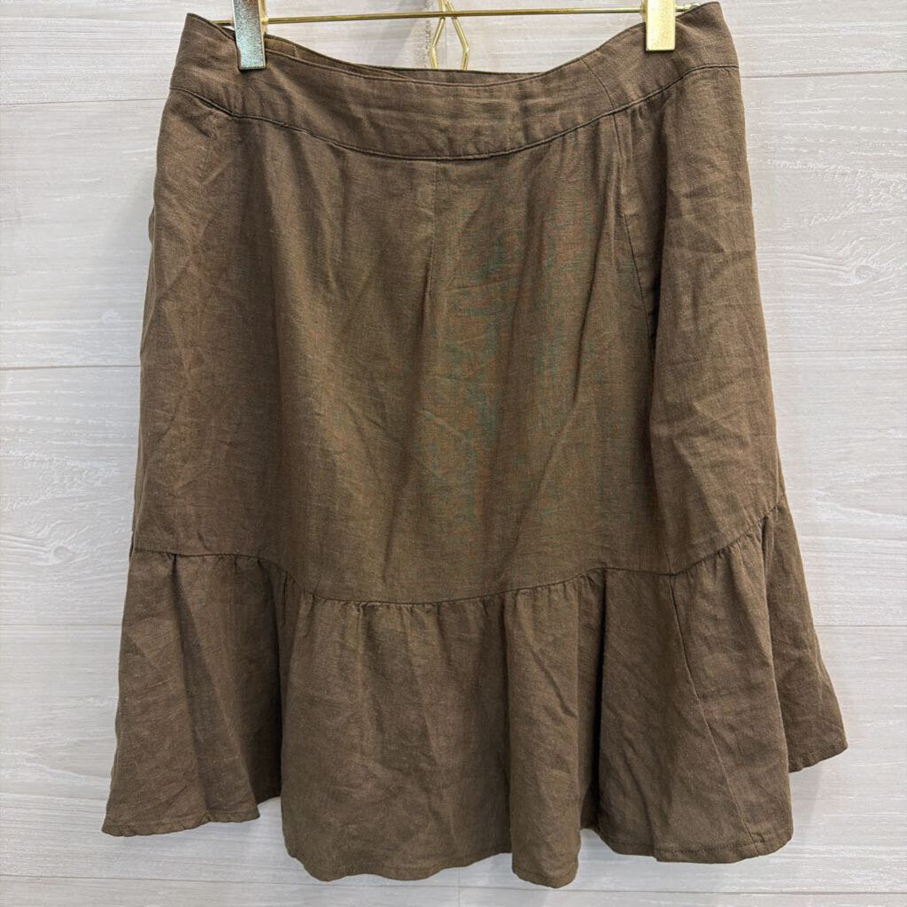 Free People Green Linen Blend Ruffle Detail Wrap Mini Skirt 4