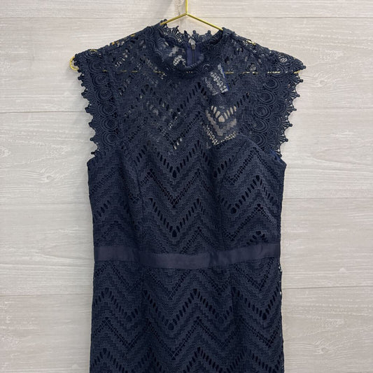 Bardot Navy Lace High Neck Dress Small