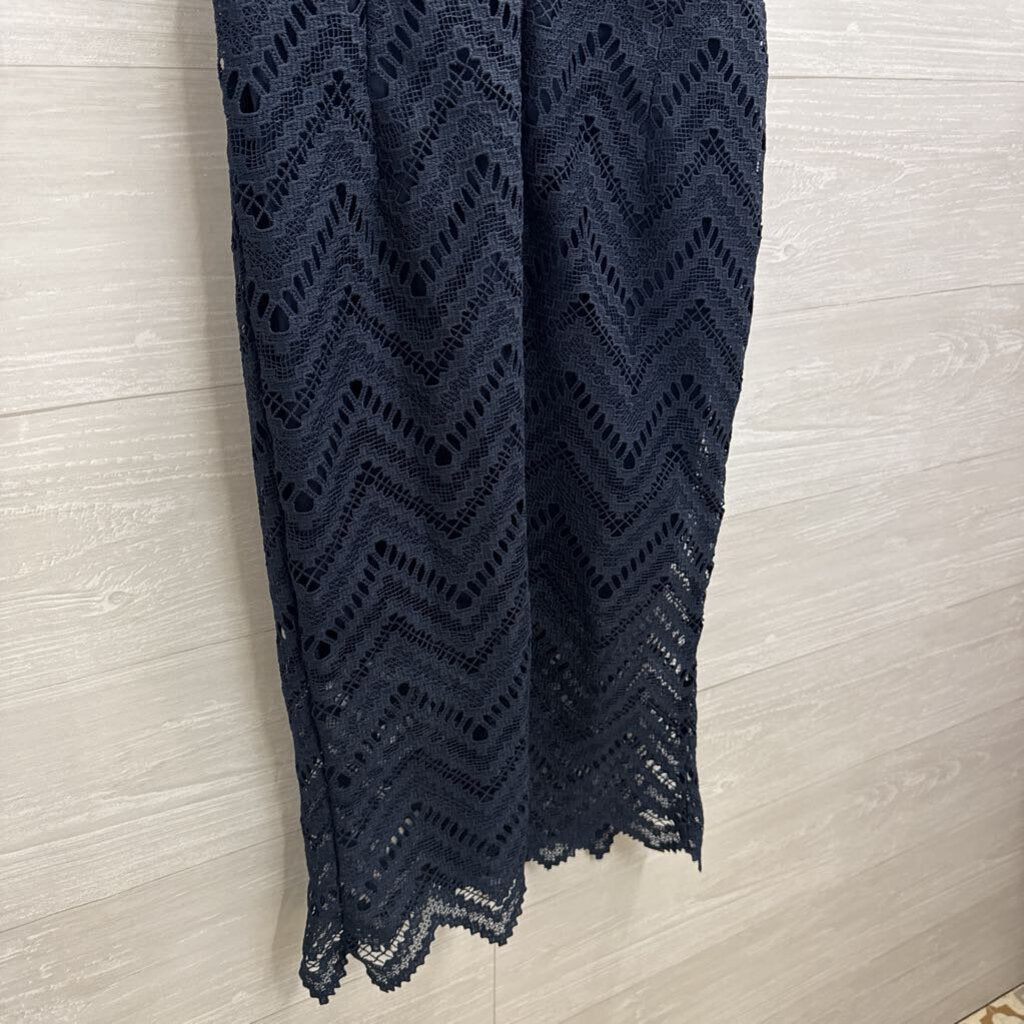 Bardot Navy Lace High Neck Dress Small