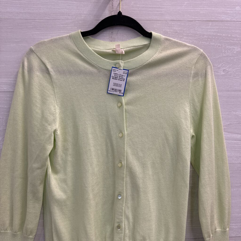 J Crew Green Cardigan Sweater Medium