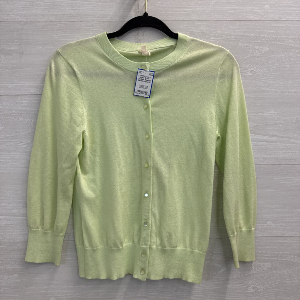 J Crew Green Cardigan Sweater Medium