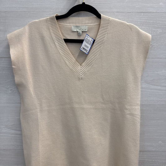 Pinch Cream Knit V Neck Sleeveless Sweater Top Small