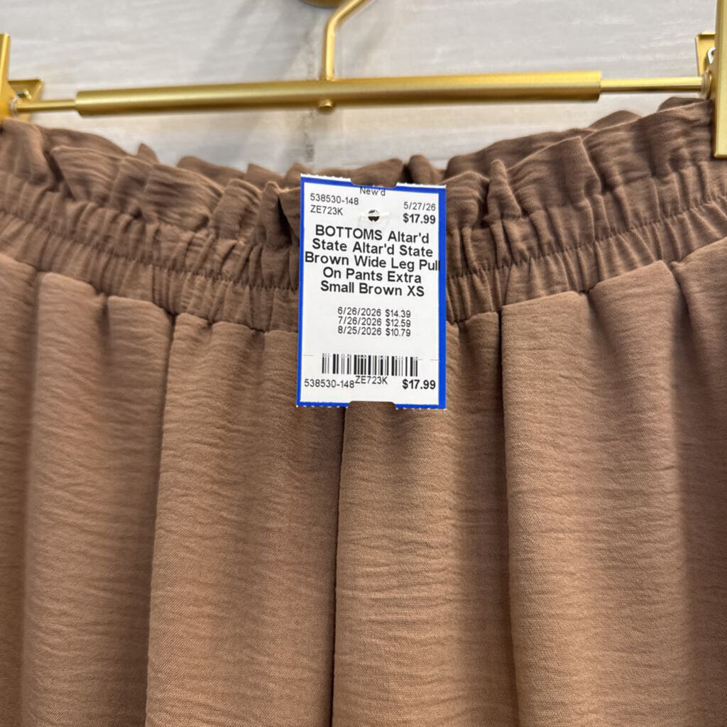 Altar'd State Brown Wide Leg Pull On Pants Extra Small