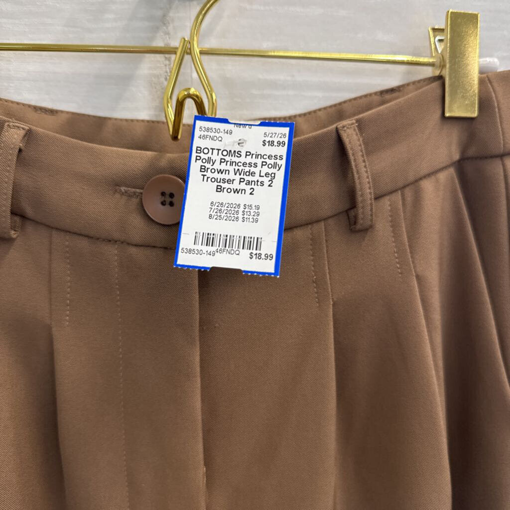 Princess Polly Brown Wide Leg Trouser Pants 2