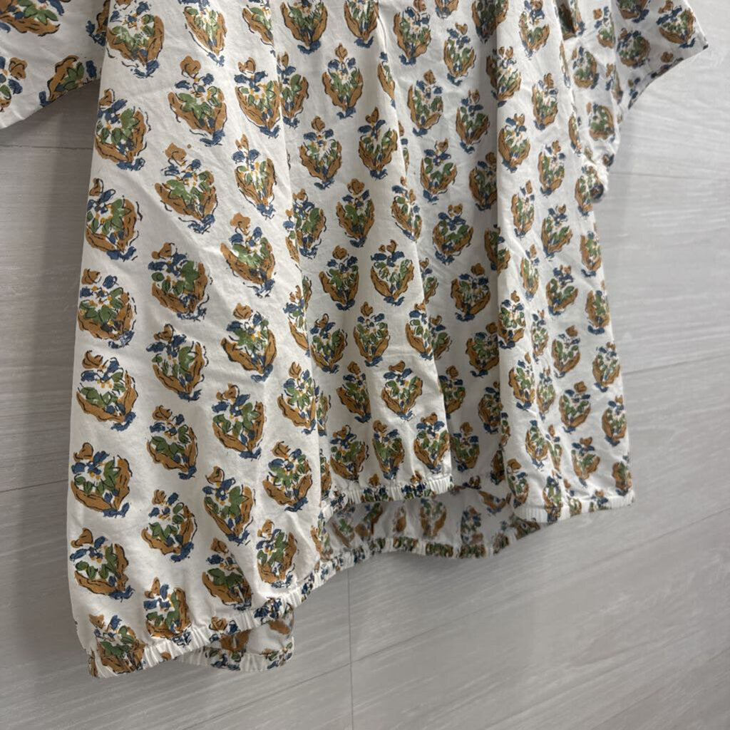 Livro White/ Multi Print Short Puff Sleeve Top Small