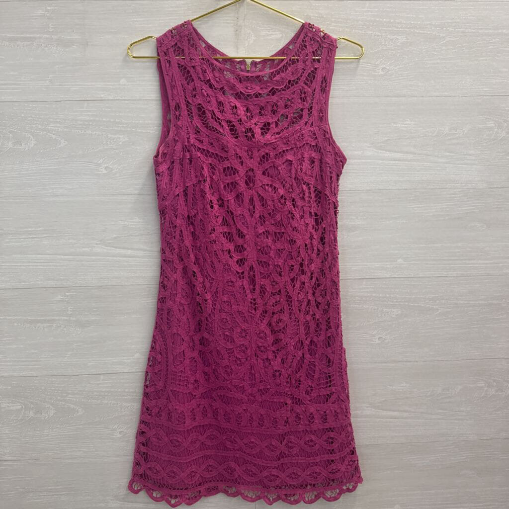 Lilly Pulitzer Pink Crochet Lace Sleeveless Dress Small