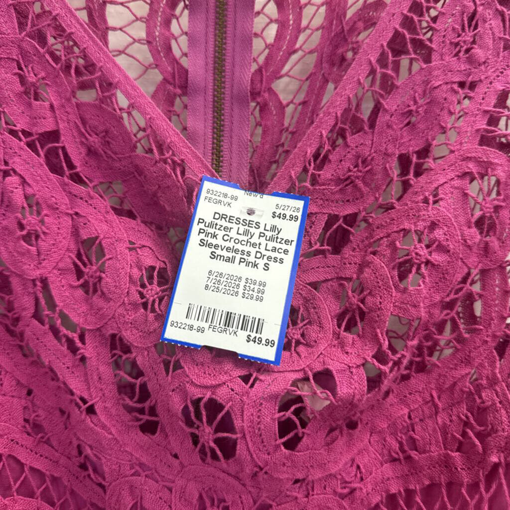 Lilly Pulitzer Pink Crochet Lace Sleeveless Dress Small