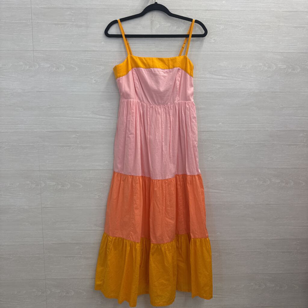 J Crew Pink/ Multi Color Block Maxi Dress 4