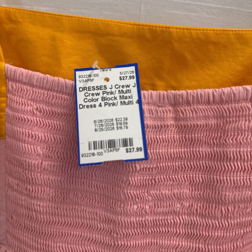 J Crew Pink/ Multi Color Block Maxi Dress 4
