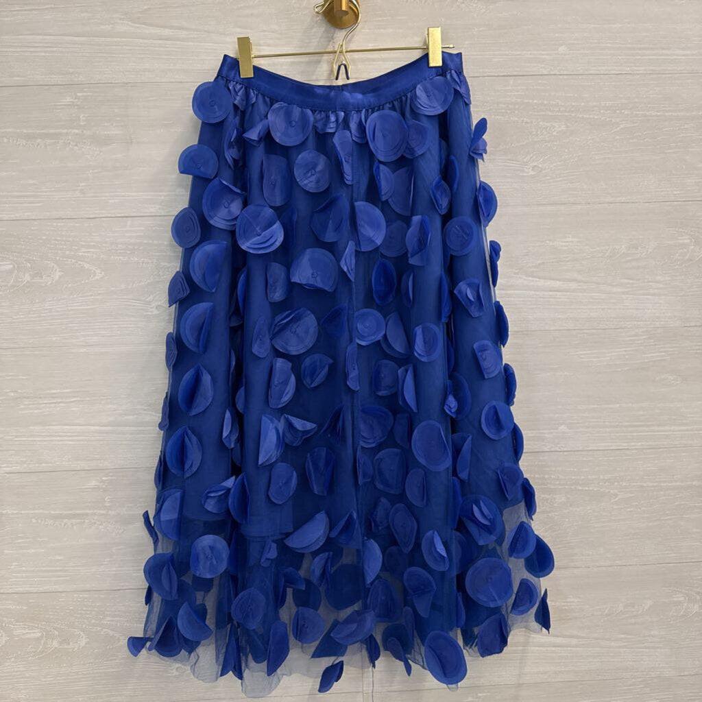 Royal Blue 3D Circle Print Maxi Skirt Small