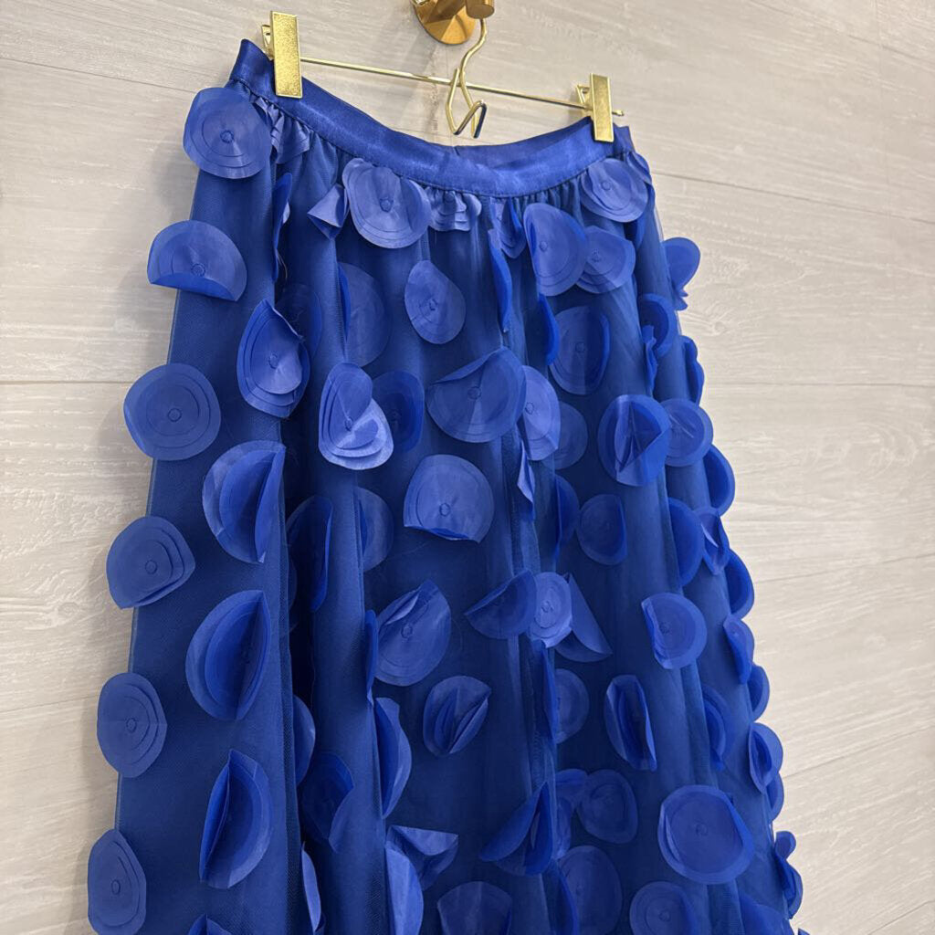 Royal Blue 3D Circle Print Maxi Skirt Small