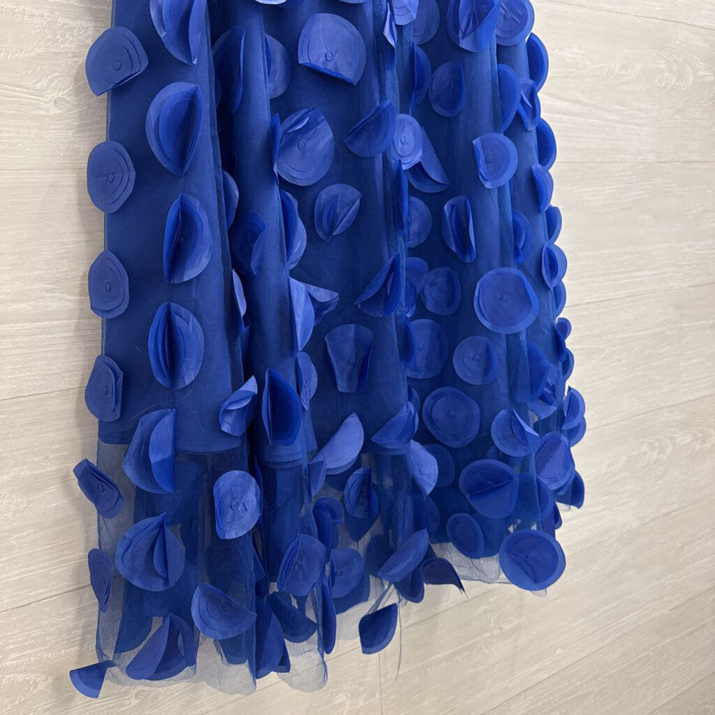 Royal Blue 3D Circle Print Maxi Skirt Small
