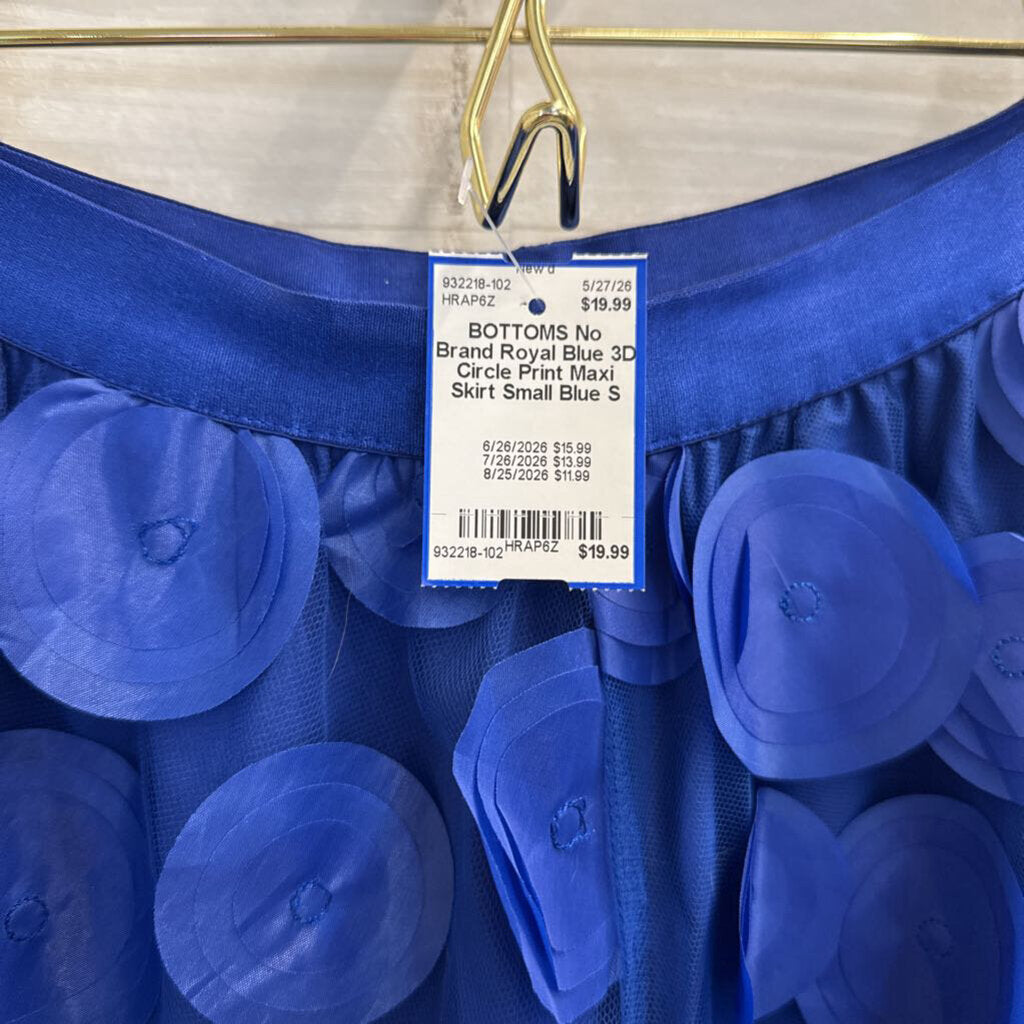 Royal Blue 3D Circle Print Maxi Skirt Small