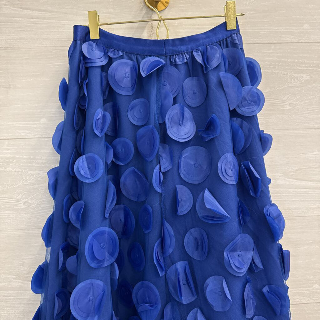 Royal Blue 3D Circle Print Maxi Skirt Small