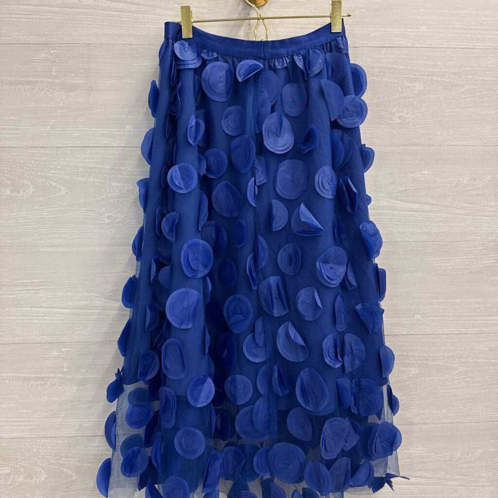 Royal Blue 3D Circle Print Maxi Skirt Small