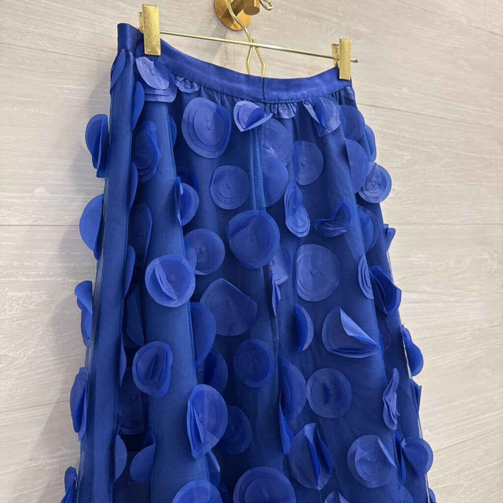 Royal Blue 3D Circle Print Maxi Skirt Small