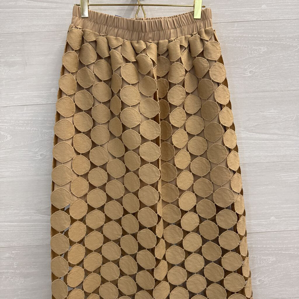 Beige Circle Print Maxi Skirt Small