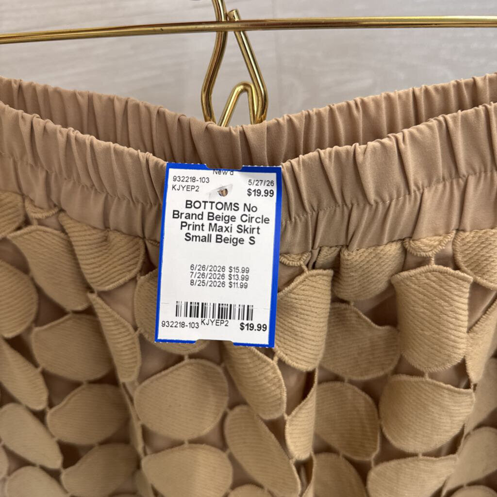 Beige Circle Print Maxi Skirt Small