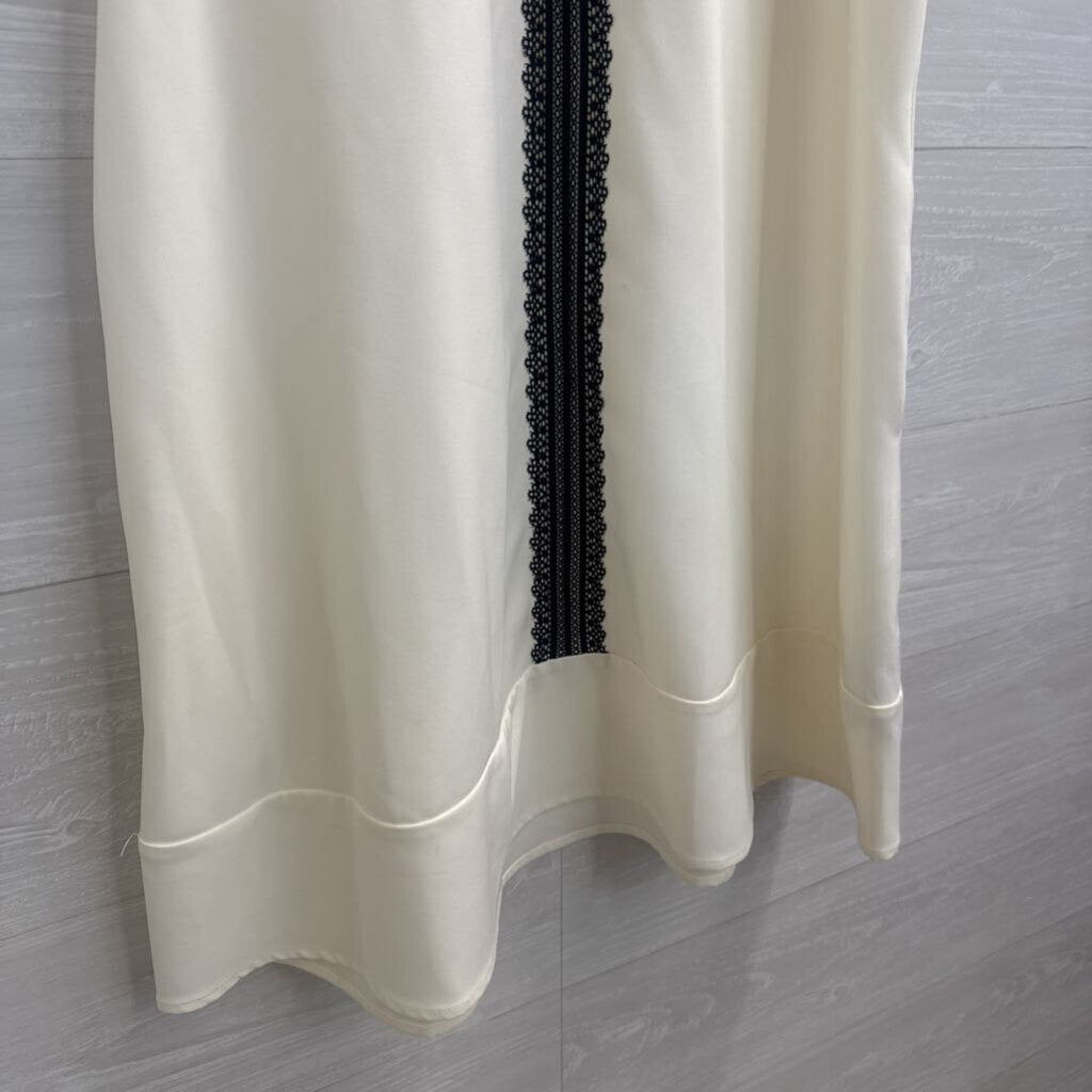 Sharagano Cream/ Black Lace Detail High Neck Sleeveless Dress 4