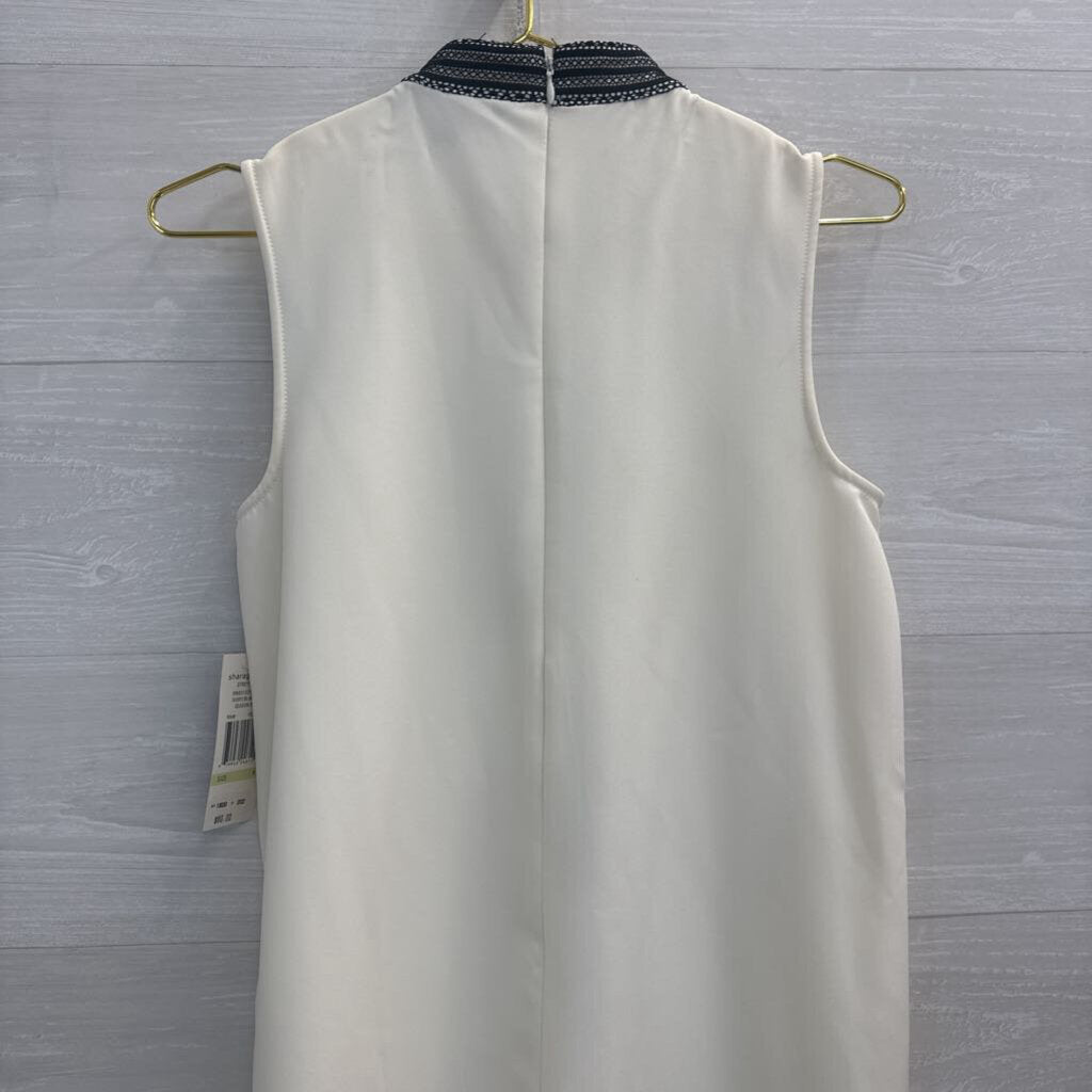 Sharagano Cream/ Black Lace Detail High Neck Sleeveless Dress 4