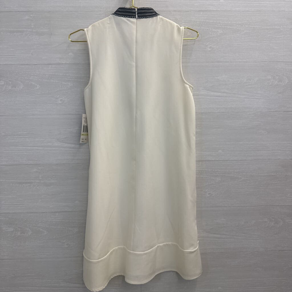 Sharagano Cream/ Black Lace Detail High Neck Sleeveless Dress 4