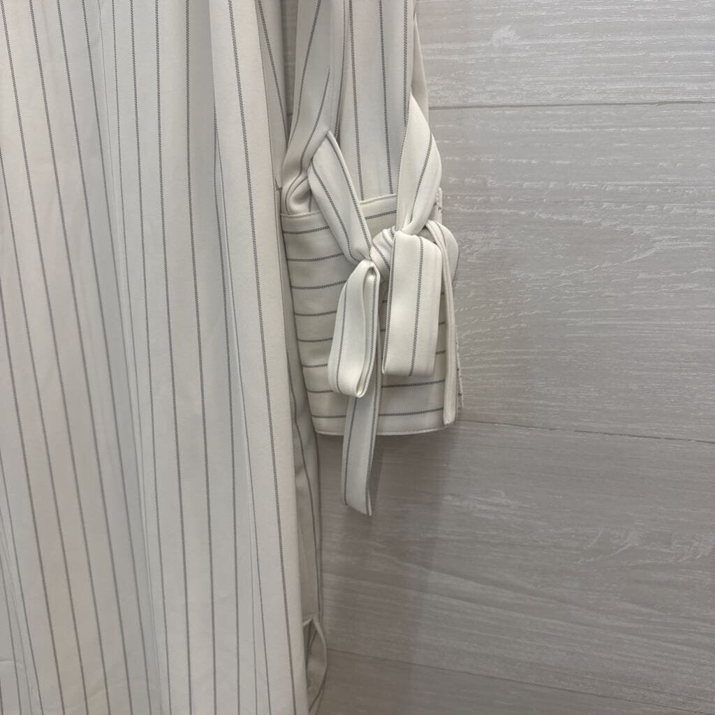 Sharagano White/ Black Striped Long Sleeve Button Down Dress 6