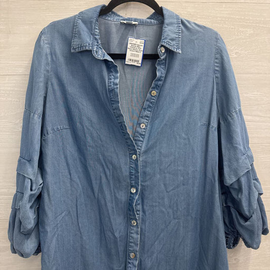 Spense Blue Chambray Puff Sleeve Button Down Dress 8