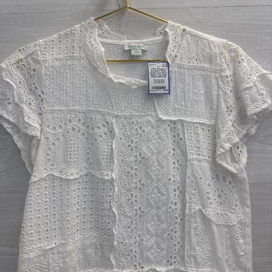 Sundance White Eyelet Lace Short Sleeve Top Small Petite