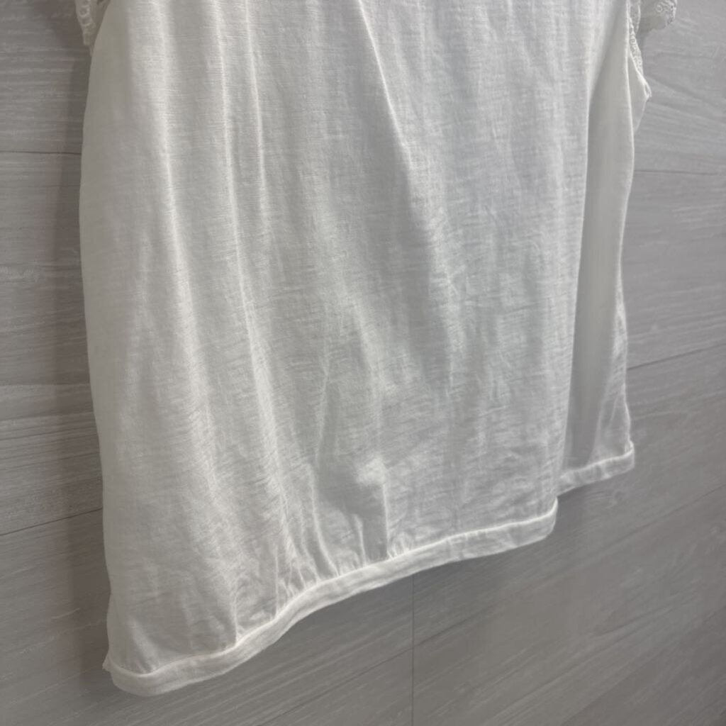 Sundance White Eyelet Lace Short Sleeve Top Small Petite