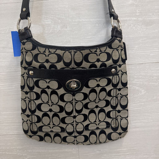 Coach Black/ Grey Penelope Signature Hobo Crossbody Purse