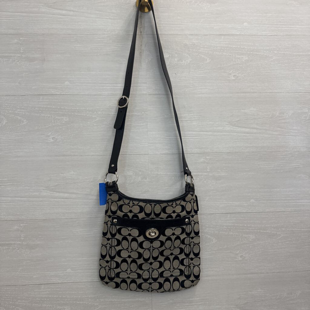 Coach Black/ Grey Penelope Signature Hobo Crossbody Purse