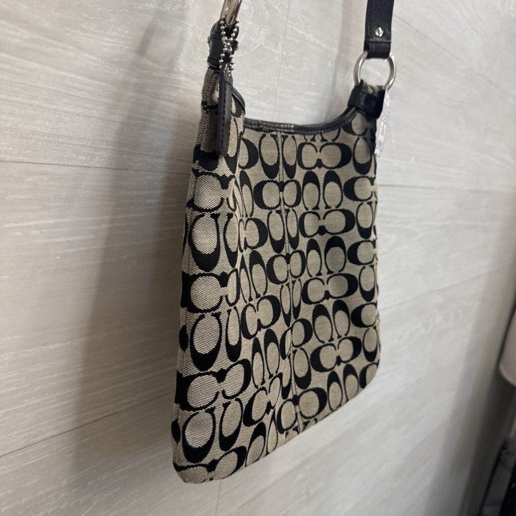 Coach Black/ Grey Penelope Signature Hobo Crossbody Purse