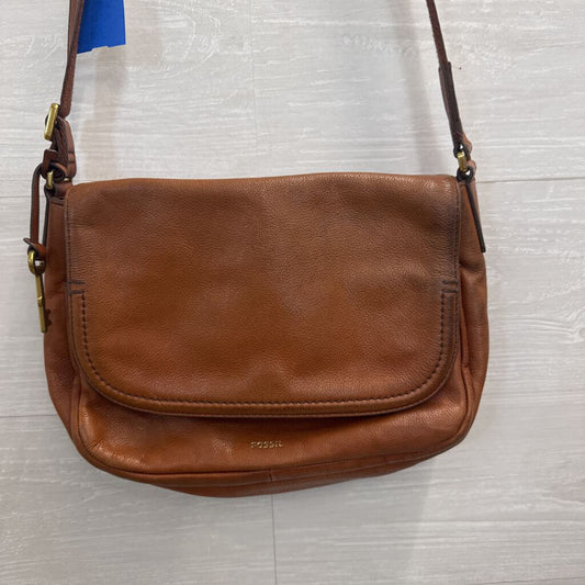 Fossil Brown Leather Peyton Double Flap Crossbody Purse