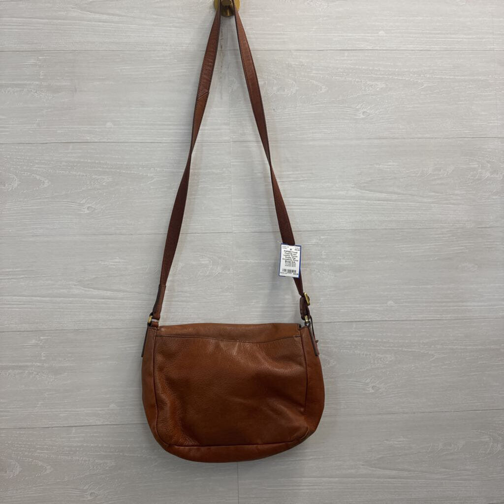 Fossil Brown Leather Peyton Double Flap Crossbody Purse