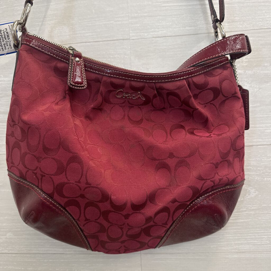 Vintage Coach Burgundy Soho Hobo Monogram Shoulder Purse