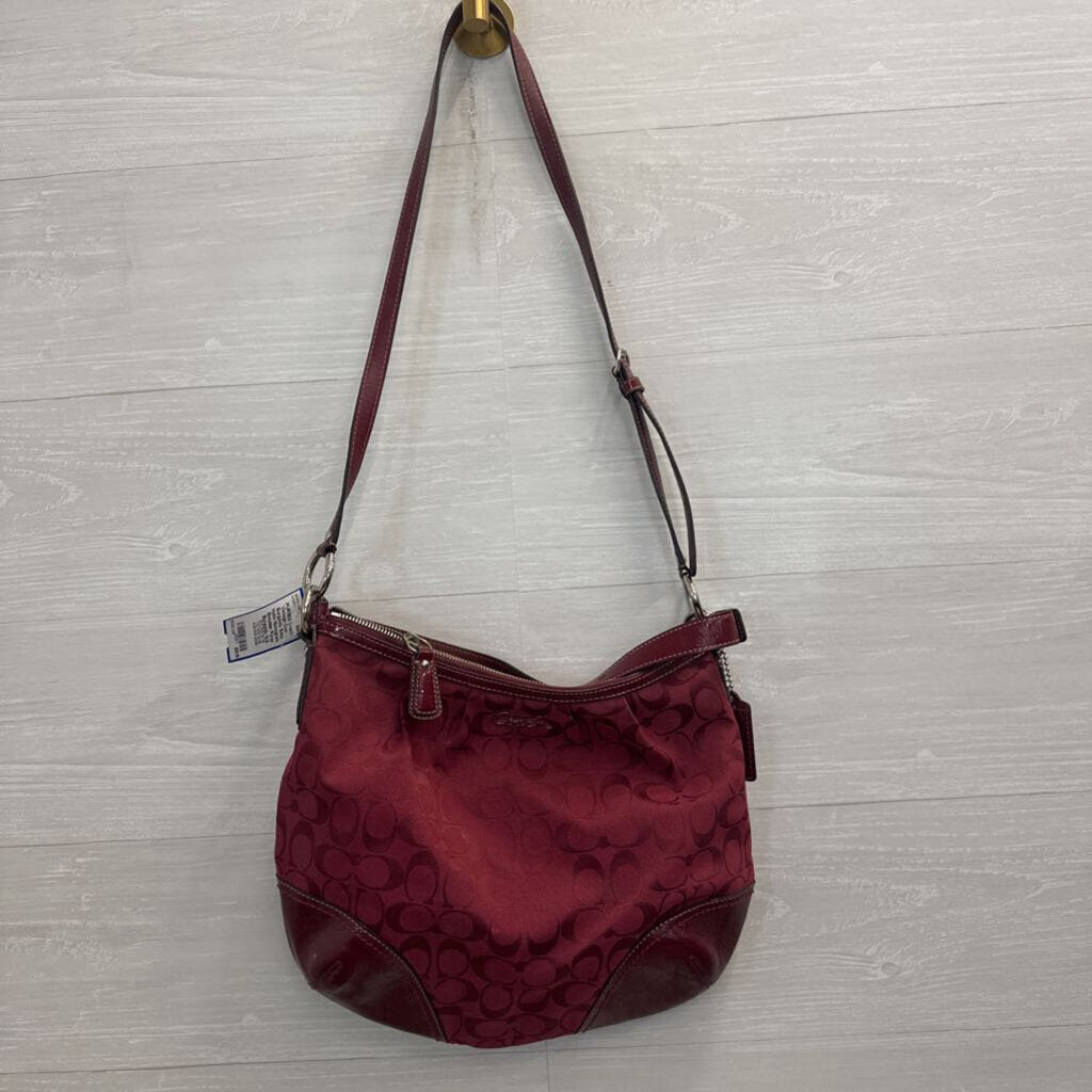 Vintage Coach Burgundy Soho Hobo Monogram Shoulder Purse