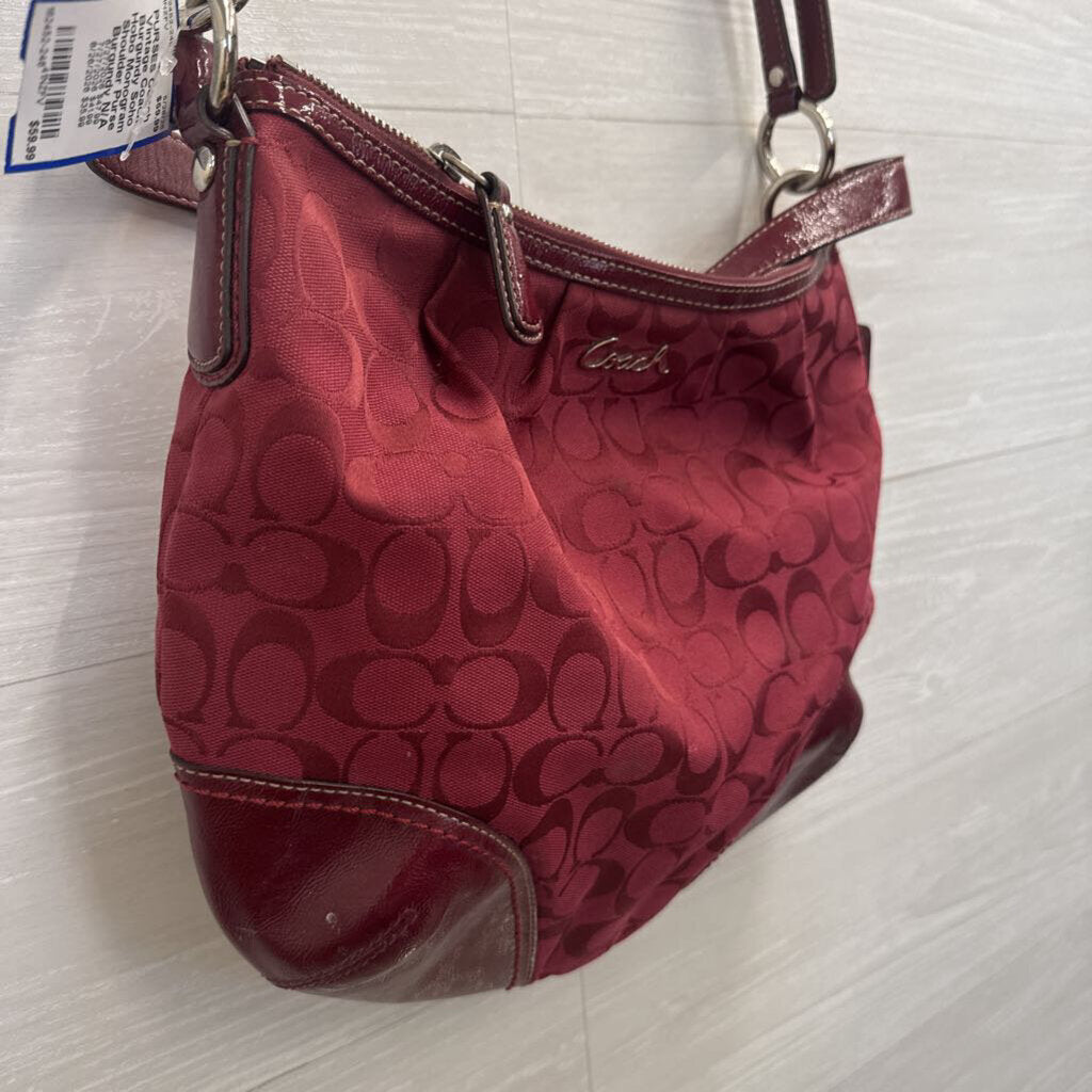 Vintage Coach Burgundy Soho Hobo Monogram Shoulder Purse