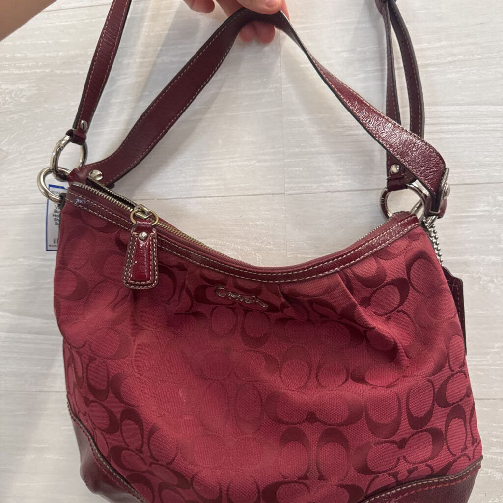 Vintage Coach Burgundy Soho Hobo Monogram Shoulder Purse