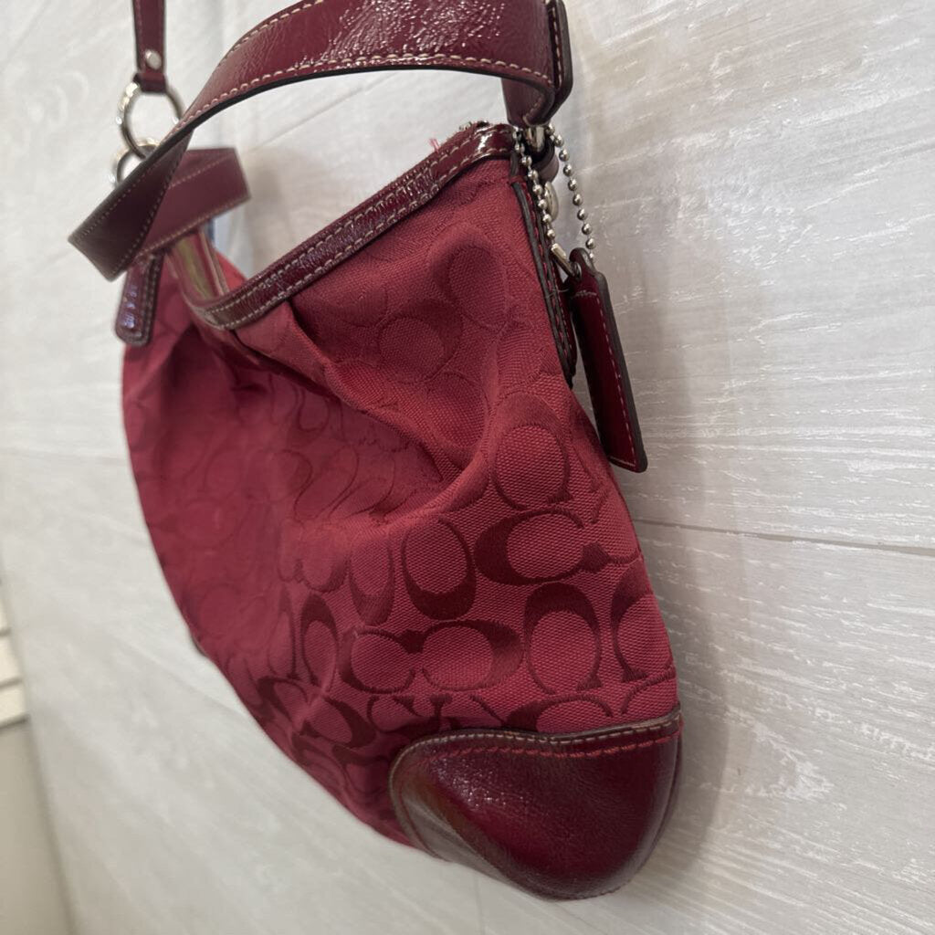 Vintage Coach Burgundy Soho Hobo Monogram Shoulder Purse