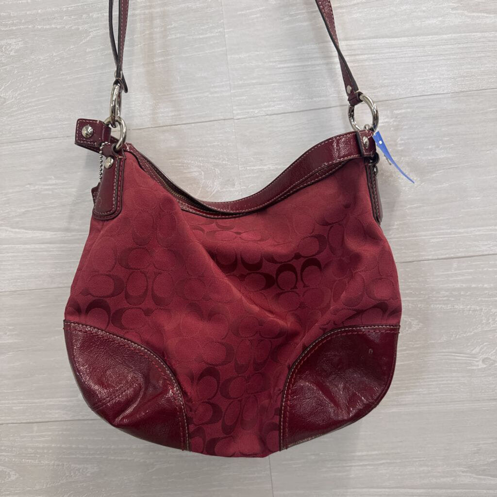 Vintage Coach Burgundy Soho Hobo Monogram Shoulder Purse