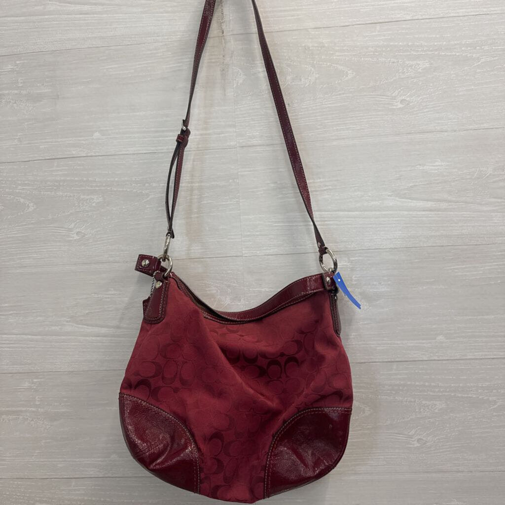 Vintage Coach Burgundy Soho Hobo Monogram Shoulder Purse