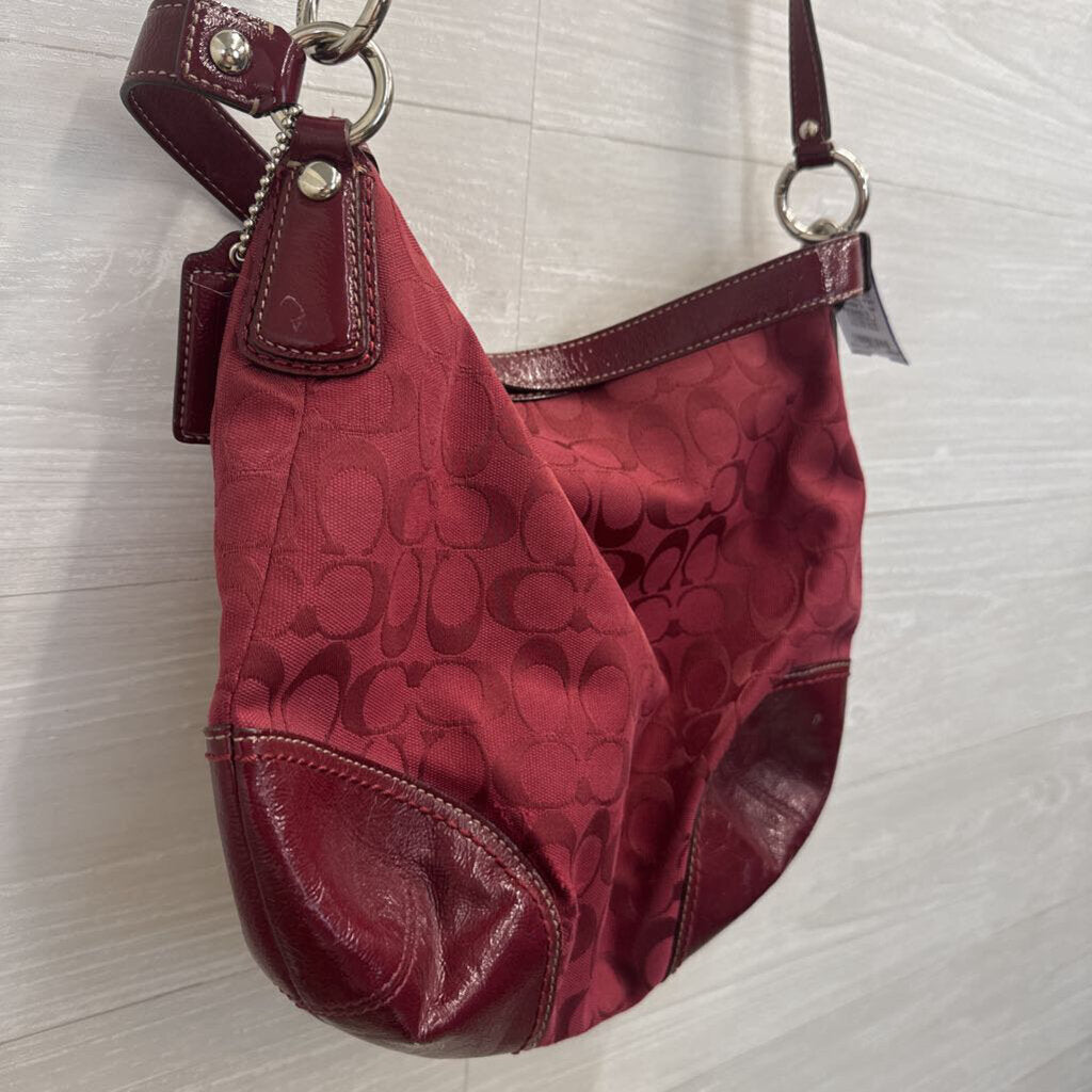 Vintage Coach Burgundy Soho Hobo Monogram Shoulder Purse