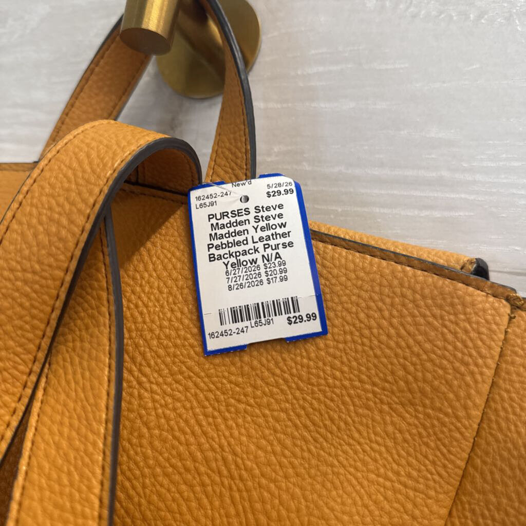 Steve Madden Yellow Pebbled Leather Backpack Purse