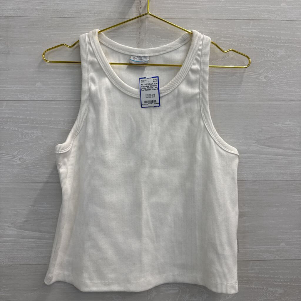 Columbia White Ribbed Tank Top Medium